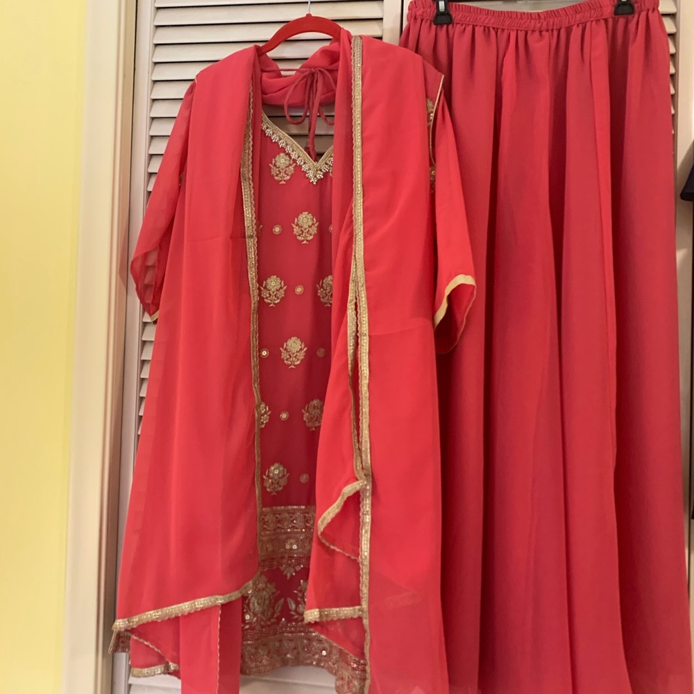 Elegant Red and Gold Traditional Outfit